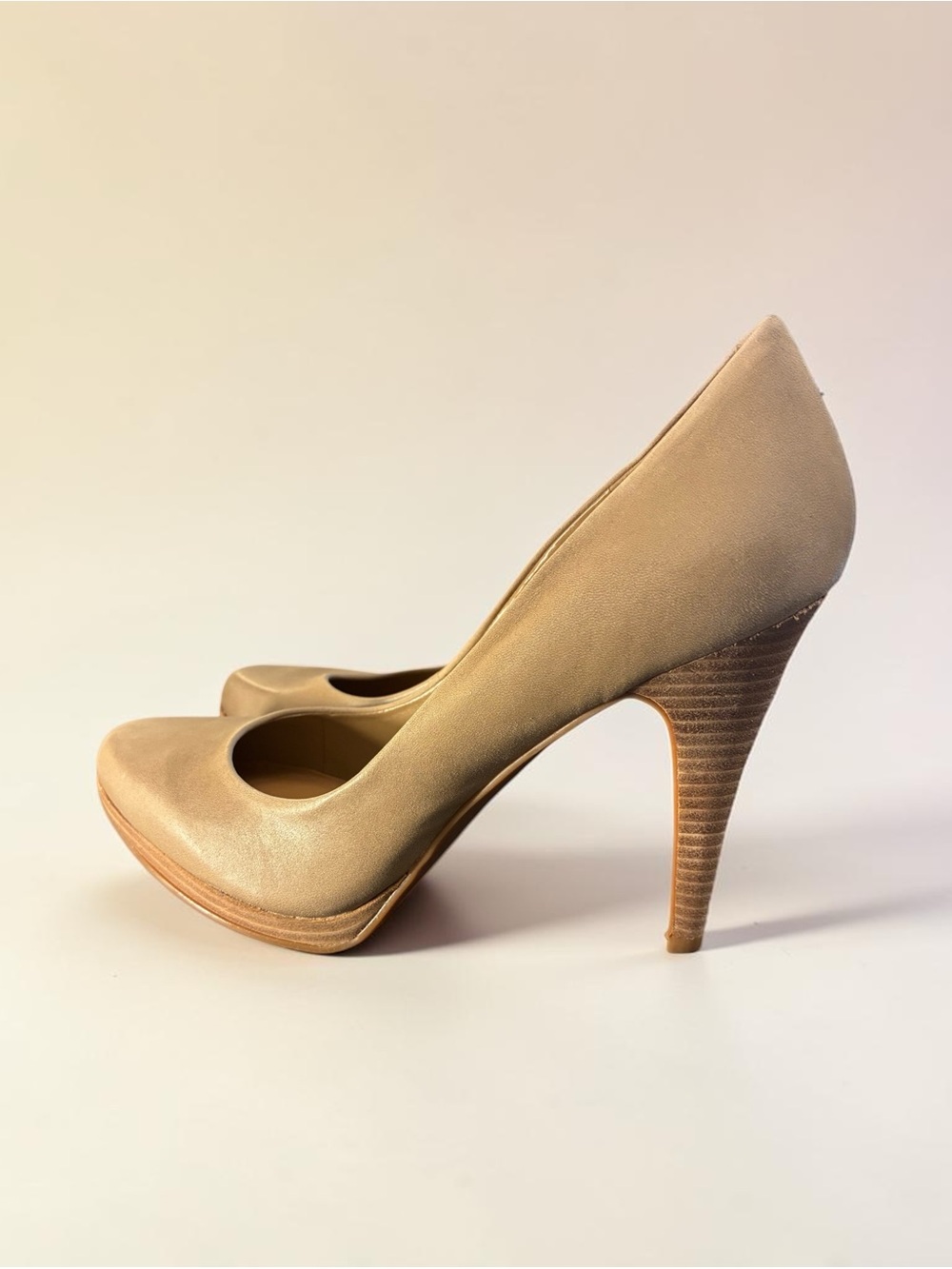 Nine West Tan Beige High Heel Pumps Leather!